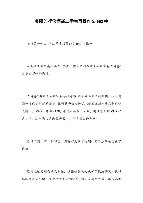 美丽的呼伦湖高二学生写景作文550字