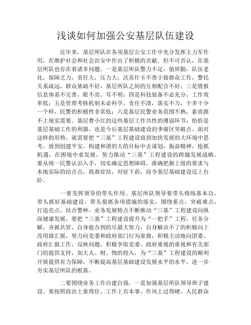 浅谈如何加强公安基层队伍建设