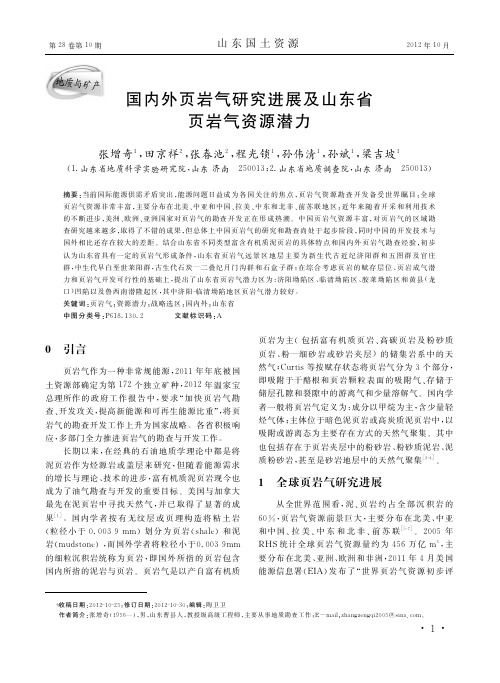 _国内外页岩气研究进展及山东省页岩气资源潜力