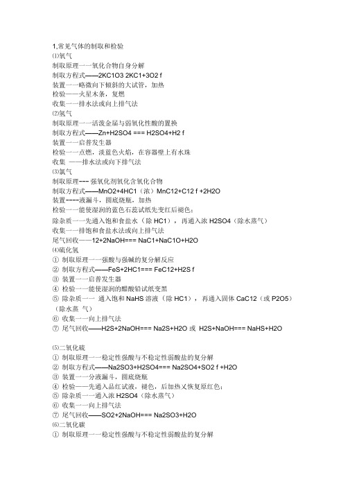 高中化学--常见气体制备方法(全面版)