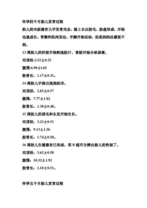 怀孕四个月胎儿发育过程