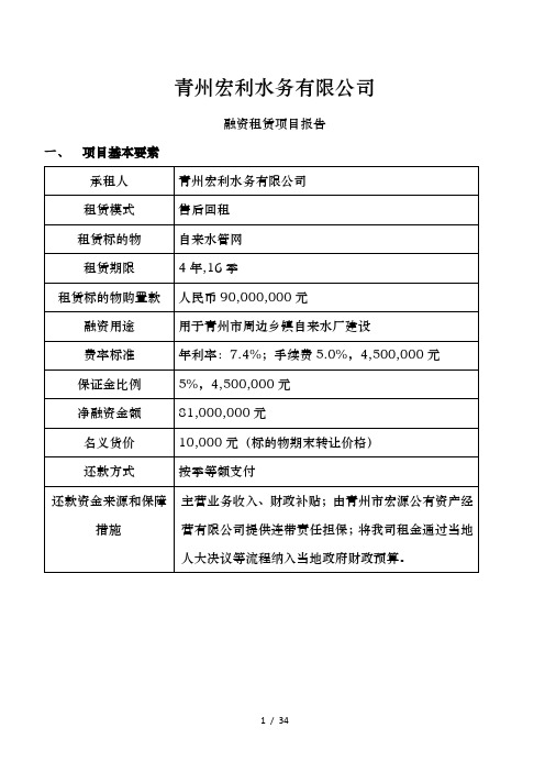 青州宏利水务有限公司尽职调查报告(报银行)