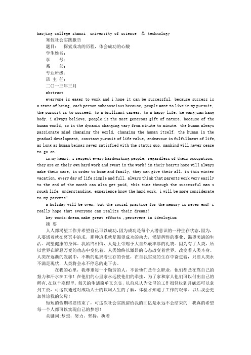 镐京寒假实践报告