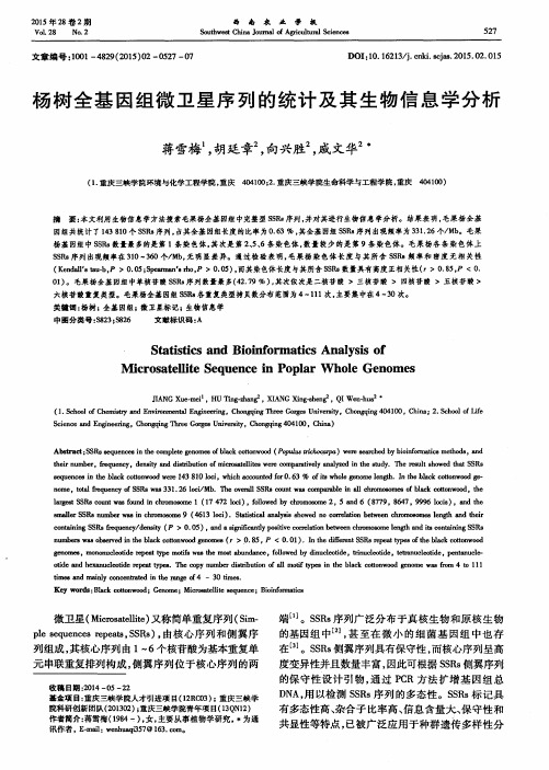 杨树全基因组微卫星序列的统计及其生物信息学分析