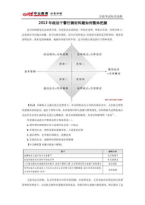 2013年政法干警行测材料题如何整体把握