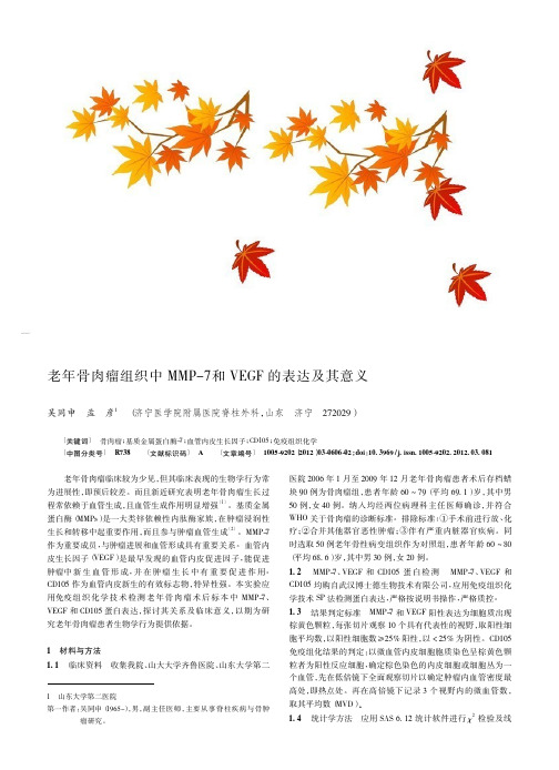 老年骨肉瘤组织中MMP-7和VEGF的表达及其意义