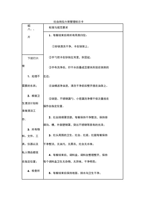 灶台管理卡