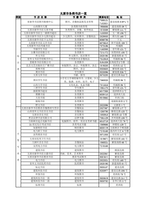 太原市各类书店一览