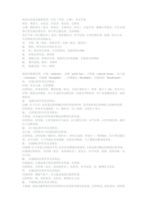 辩状河亚相及微相类型