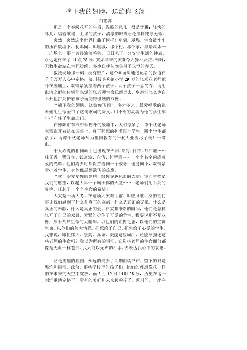 摘下我的翅膀,送给你飞翔