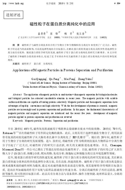 磁性粒子在蛋白质分离纯化中的应用_盖青青