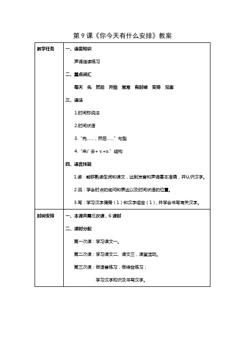 发展汉语初级综合第课教案