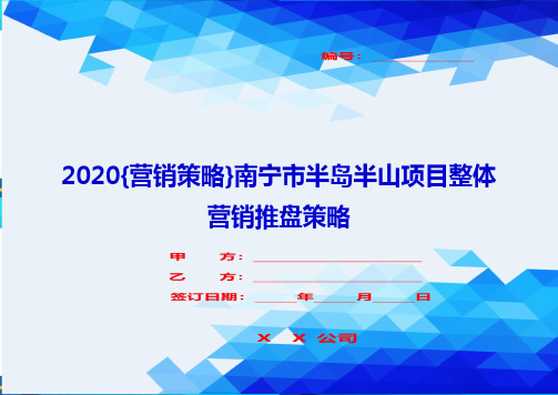 2020{营销策略}南宁市半岛半山项目整体营销推盘策略