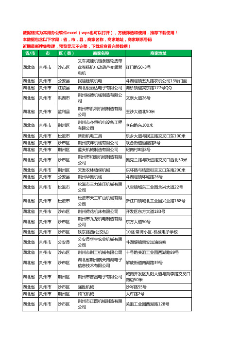 2020新版湖北省荆州市机械机电工商企业公司商家名录名单联系电话号码地址大全161家