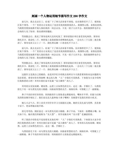 刻画一个人物运用细节描写作文200字作文
