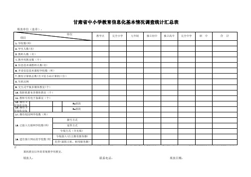 甘肃省中小学教育信息化基本情况调查统计表