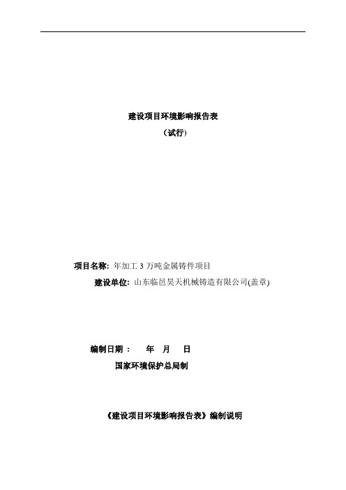 某公司金属铸件项目建设环境影响报告