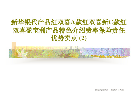 新华银代产品红双喜A款红双喜新C款红双喜盈宝利产品特色介绍费率保险责任优势卖点 (2)共63页文档