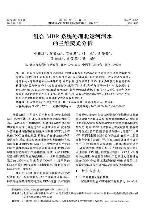 组合MBR系统处理北运河河水的三维荧光分析