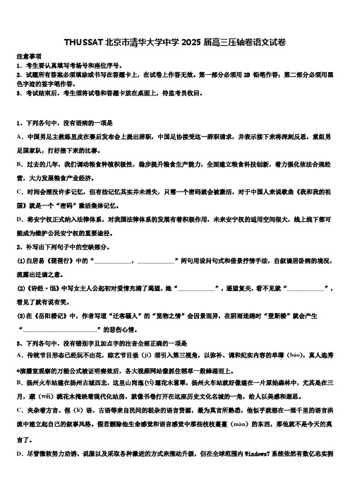 THUSSAT北京市清华大学中学2025届高三压轴卷语文试卷含解析