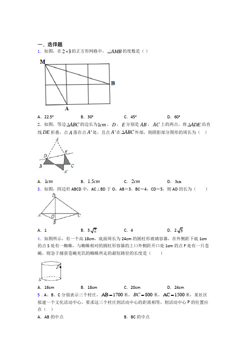 八年级初二数学勾股定理单元测试含答案