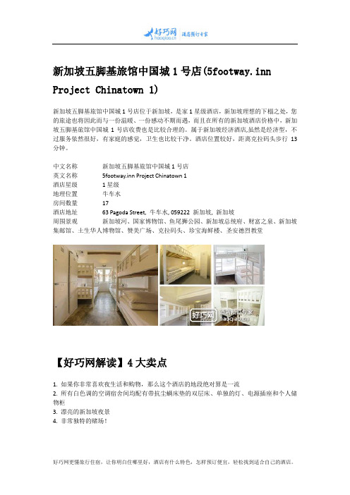 新加坡五脚基旅馆中国城1号店(5footway.inn Project Chinatown 1)