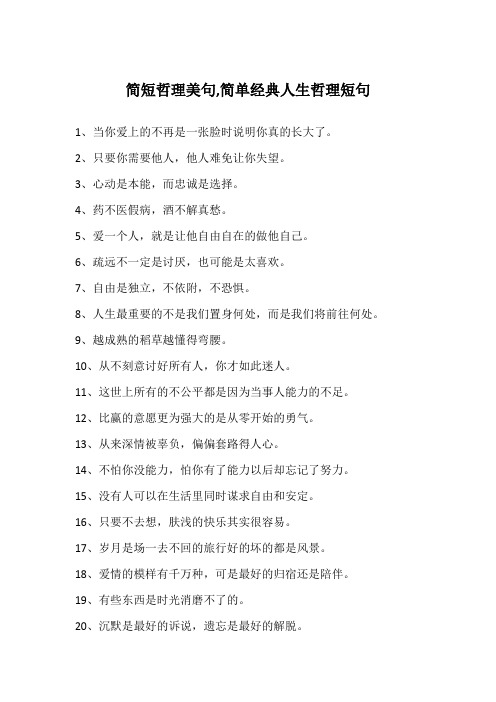 简短哲理美句,简单经典人生哲理短句