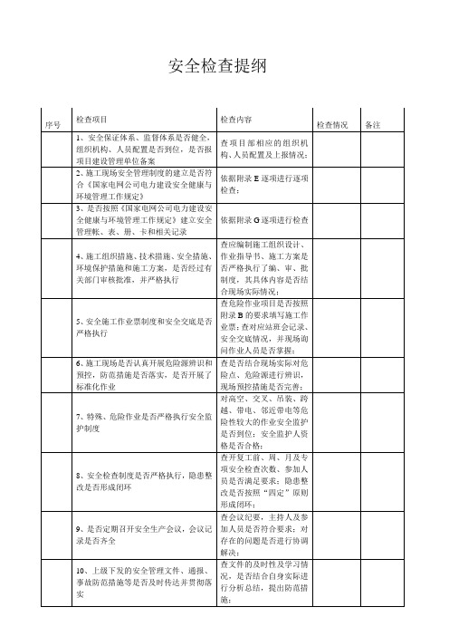 安全检查提纲