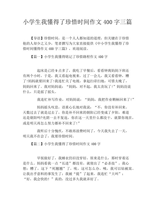 小学生我懂得了珍惜时间作文400字三篇