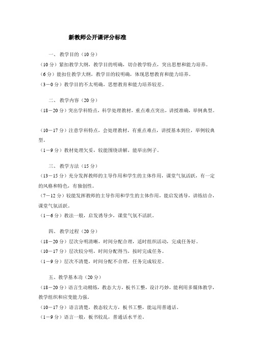 新教师公开课评分标准