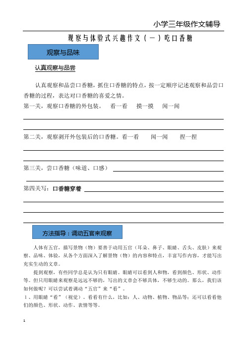 观察与体验式兴趣作文 吃口香糖
