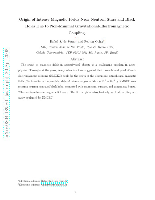 Origin of Intense Magnetic Fields Near Neutron Stars and Black Holes Due to Non-Minimal Gra