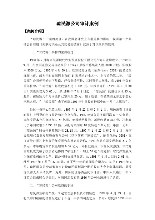 琼民源公司审计案例