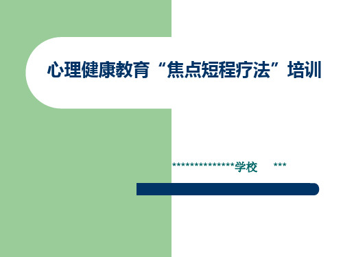 焦点短程疗法培训ppt