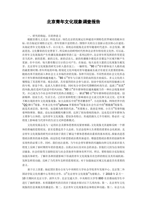 北京青年文化现象调查报告