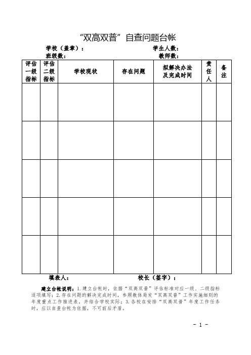 学校“双高双普”自查问题台帐表