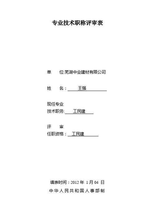 专业技术职称评审表---样表