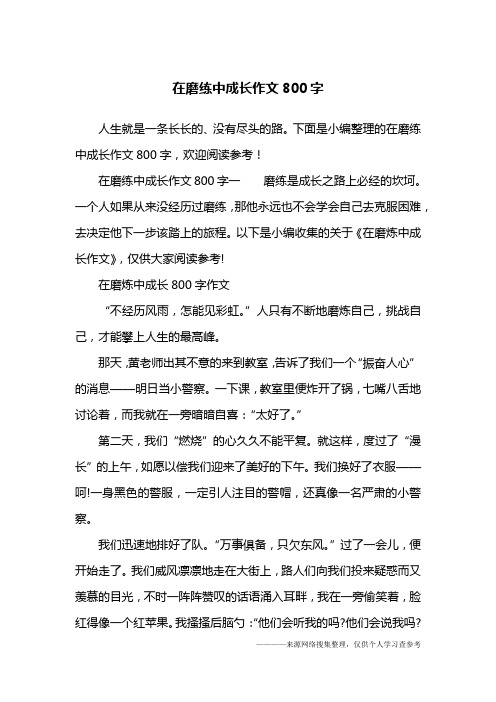 在磨练中成长作文800字
