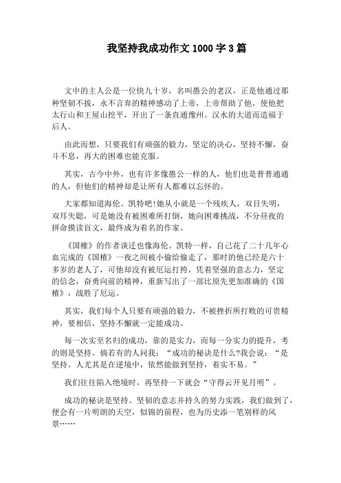 我坚持我成功作文1000字3篇