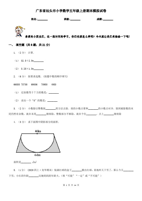 广东省汕头市小学数学五年级上册期末模拟试卷