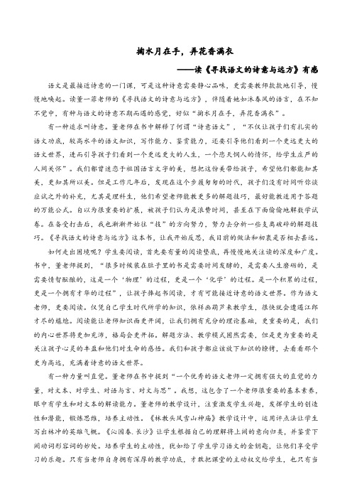 读《寻找语文的诗意与远方》有感读书心得(读后感)