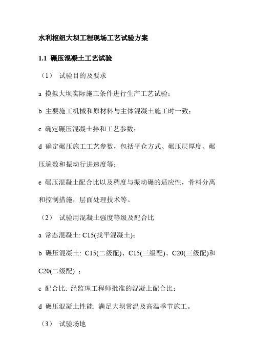 水利枢纽大坝工程现场工艺试验方案
