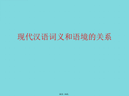 现代汉语词义和语境的关系(共6张PPT)