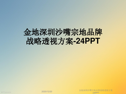 金地深圳沙嘴宗地品牌战略透视方案-24PPT