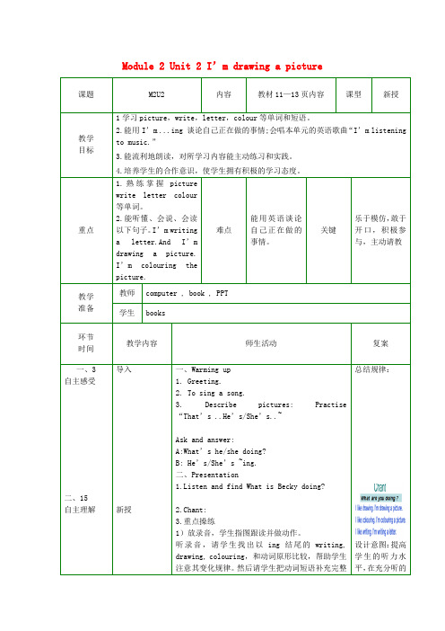 (小学教育)二年级英语下册 Module 2 Unit 2 I’m drawing a pictur