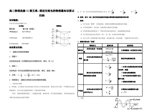 高二物理选修32第五章：描述交流电的物理量知识要点归纳