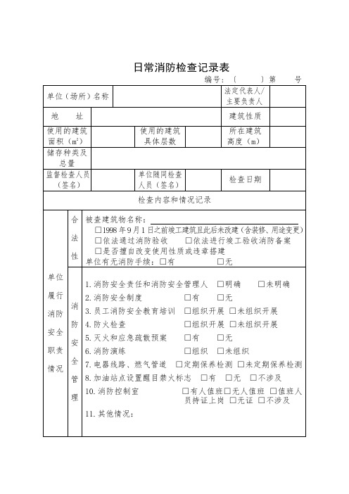 (完整版)日常消防检查记录表