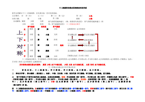 十二经脉的名称及记忆方法