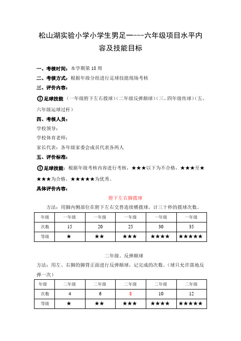 小学生一至六年级足球技能水平测评