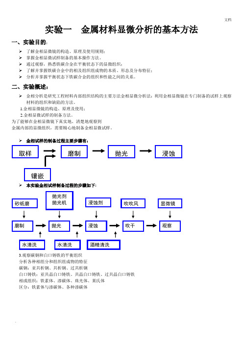 金相实验报告 实验报告范本